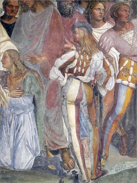 Detail of frescoes in cloister by High Renaissance painter Il Sodoma