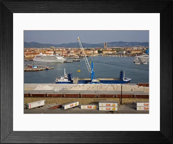 Framed Print : Cargo ship unloading Framed Print : Cargo ship unloading