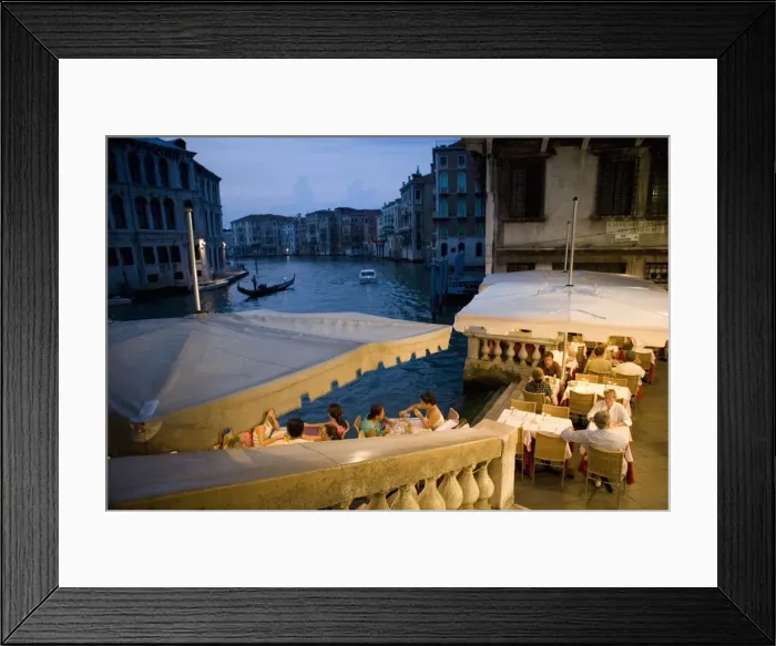 Framed Print : Canalside dining Framed Print : Canalside dining