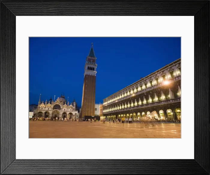 Framed Print : St. Marks Cathedral and Campanile in early evening, St Framed Print : St. Marks Cathedral and Campanile in early evening, St