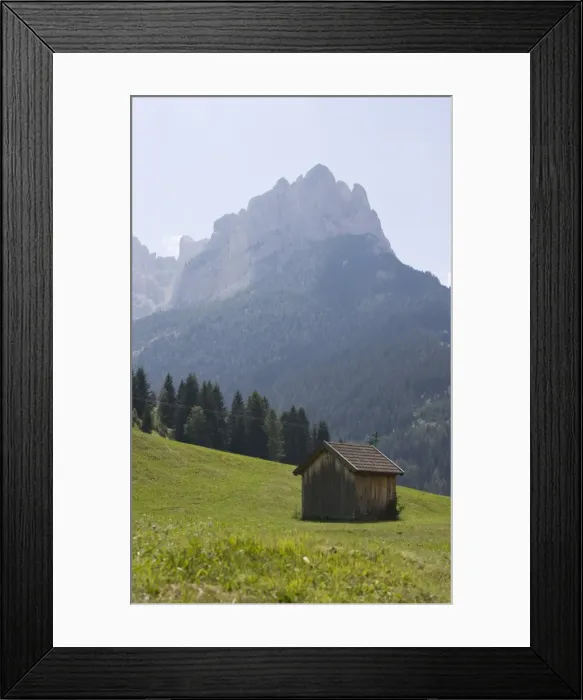 Framed Print : Hut with mountains beyond Framed Print : Hut with mountains beyond