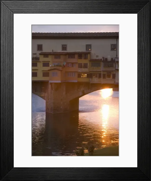 Framed Print : Detail of Ponte Vecchio Bridge in evening light Framed Print : Detail of Ponte Vecchio Bridge in evening light