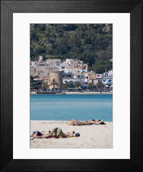 Framed Print : Sunbathers on beach Framed Print : Sunbathers on beach