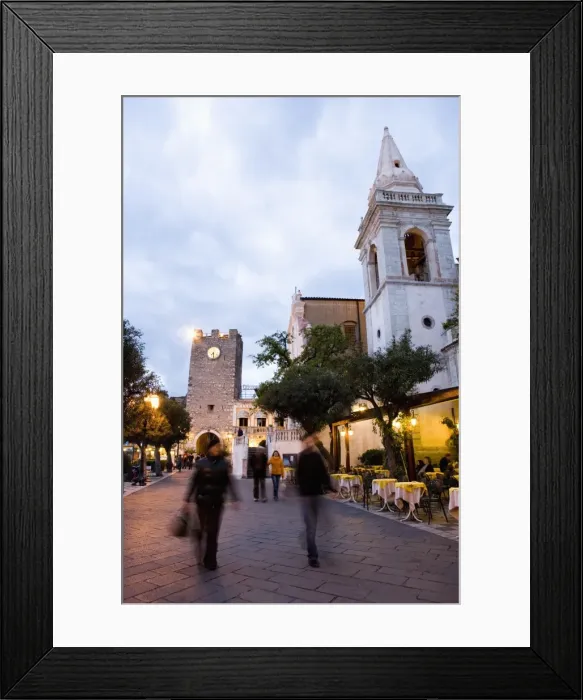 Framed Print : People strolling in Piazza IX Aprile in the evening Framed Print : People strolling in Piazza IX Aprile in the evening