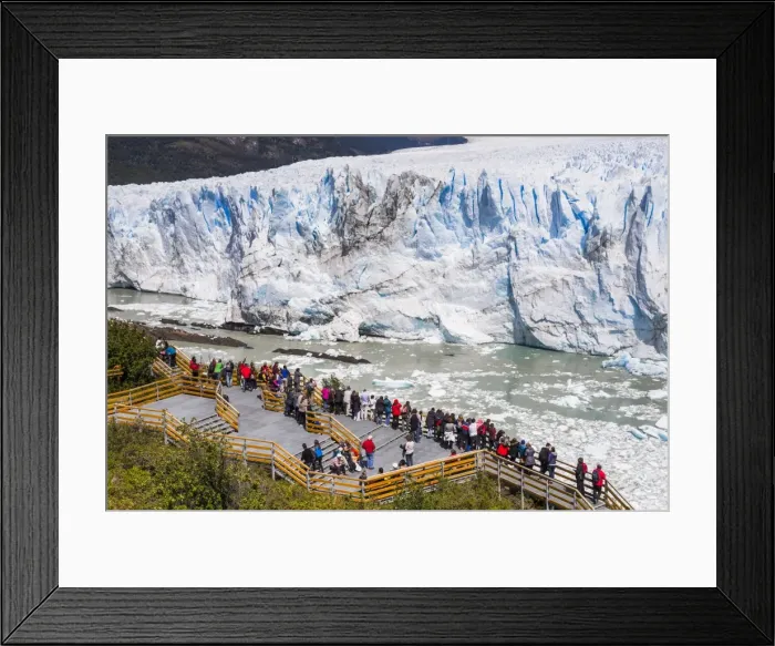 Framed Print : People on walkway at Perito Moreno Glaciar, Los Glaciares National Park, UNESCO World Heritage Site