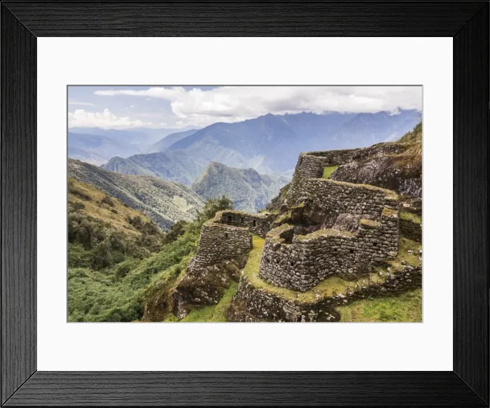 Framed Print : Phuyupatamarca Inca ruins on Inca Trail Trek day 3, Cusco Region, Peru, South America
