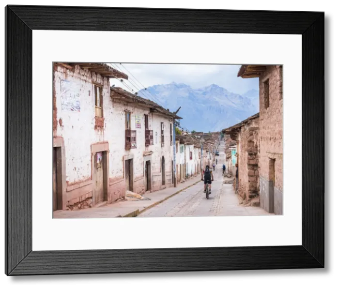 Framed Print : Cycling through Maras, near Cusco (Cuzco), Peru, South America Framed Print : Cycling through Maras, near Cusco (Cuzco), Peru, South America
