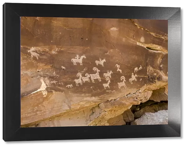 Ute rock art petroglyphs, Arches National Park, Utah, United States of America, North