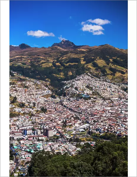 Quito, with Pichincha Volcano in the background, Ecuador, South America