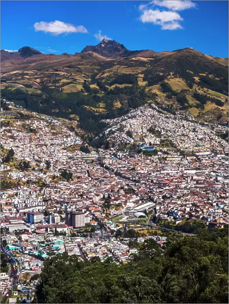Quito, with Pichincha Volcano in the background, Ecuador, South America