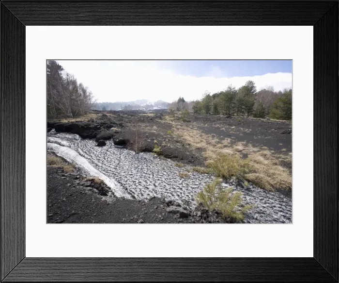 Framed Print : Snow, lava flow