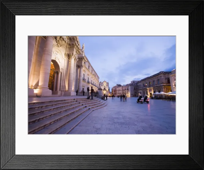 Framed Print : Motorcycles by the steps of the cathedral in the evening Framed Print : Motorcycles by the steps of the cathedral in the evening