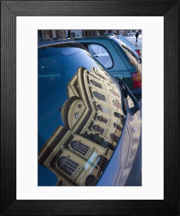 Framed Print : Reflection of Teatro Massimo in car Framed Print : Reflection of Teatro Massimo in car