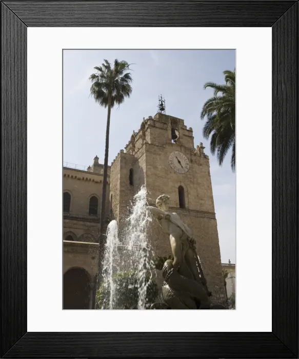 Framed Print : Fountain and cathedral Framed Print : Fountain and cathedral