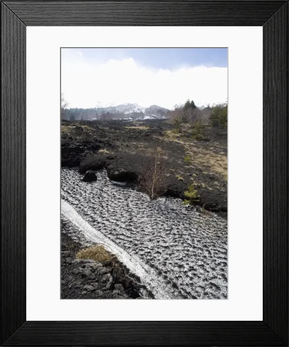 Framed Print : Snow, lava flow