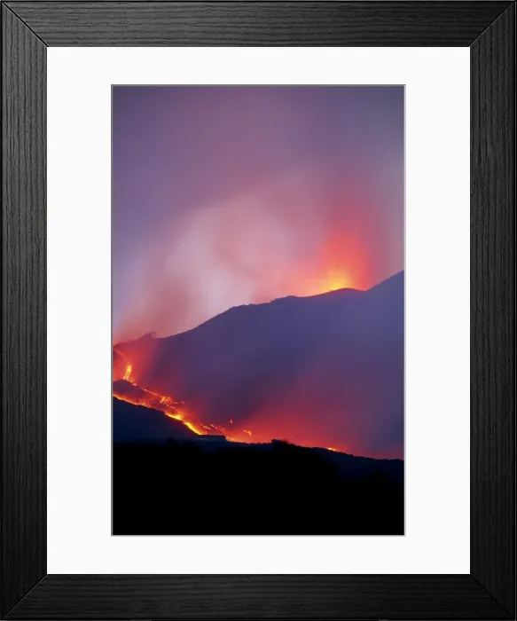 Framed Print : Lava flow from the Piano del Lago cone destroying Framed Print : Lava flow from the Piano del Lago cone destroying
