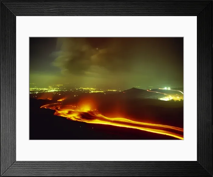 Framed Print : Lava flow from the Monti Calcarazzi fissure on