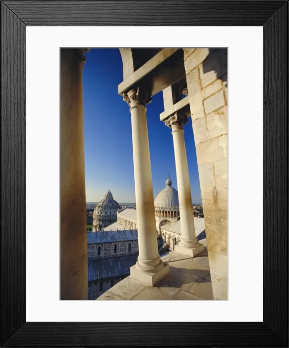 Framed Print : Looking from the Leaning Tower to Cathedral and Baptistery Framed Print : Looking from the Leaning Tower to Cathedral and Baptistery