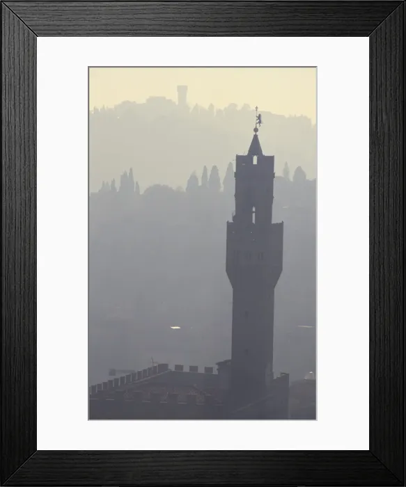 Framed Print : View from Duomo Santa Maria del Fiore of hills and bell towers Framed Print : View from Duomo Santa Maria del Fiore of hills and bell towers