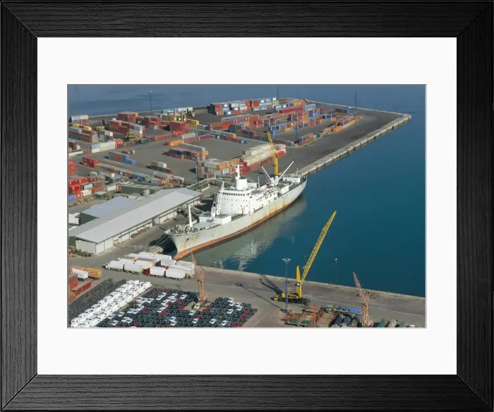 Framed Print : Container terminal and cargo ship Framed Print : Container terminal and cargo ship