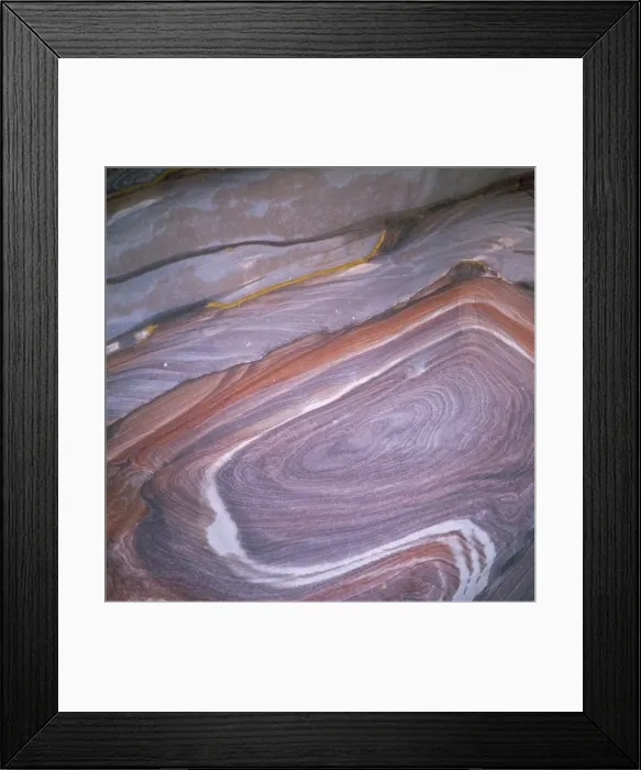 Framed Print : Close-up of coloured sandstone from which the Nabateans Framed Print : Close-up of coloured sandstone from which the Nabateans