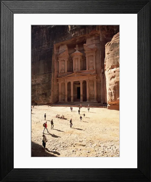 Framed Print : Tourists silhouetted in front of the Treasury Framed Print : Tourists silhouetted in front of the Treasury
