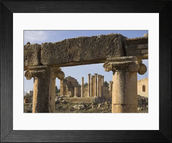 Framed Print : Close up of column tops with columns beyond Framed Print : Close up of column tops with columns beyond