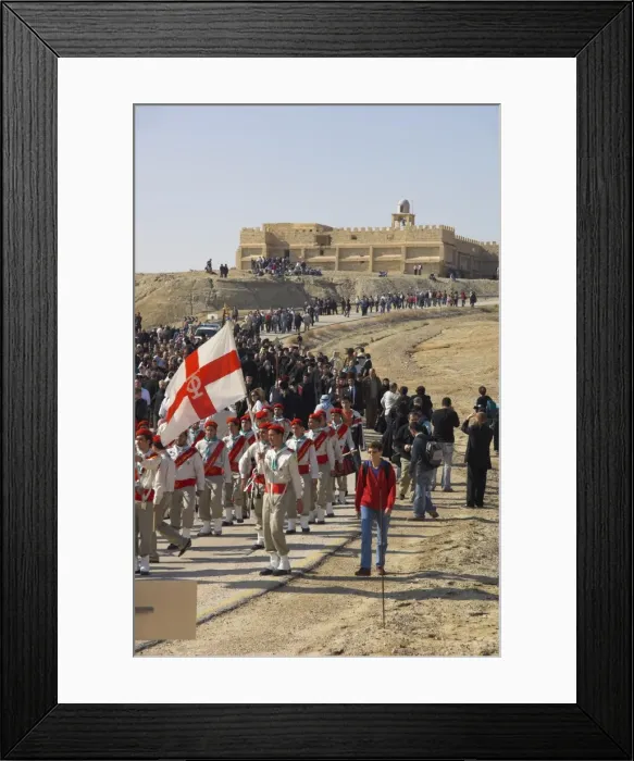 Framed Print : Procession to the Jordan River with scout band at the front and St Framed Print : Procession to the Jordan River with scout band at the front and St