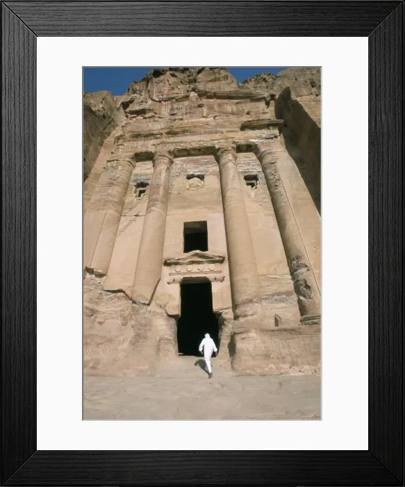 Framed Print : Bedouin man entering Urn Tomb Framed Print : Bedouin man entering Urn Tomb
