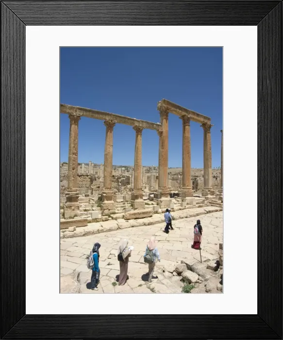 Framed Print : Islamic women on Cardo Maximus colonnaded street Framed Print : Islamic women on Cardo Maximus colonnaded street