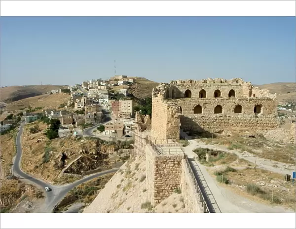 Karak Crusader castle ruins and town
