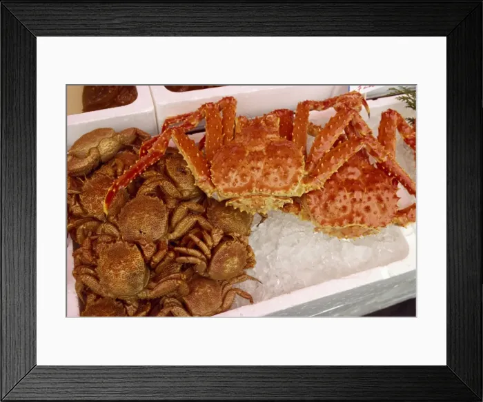 Framed Print : Crabs on ice for sale in the Seafood Market at Hakodate Framed Print : Crabs on ice for sale in the Seafood Market at Hakodate