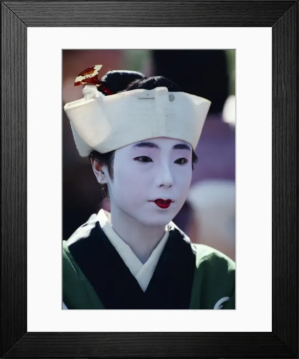 Framed Print : Portrait of a woman with white face make-up and hat Framed Print : Portrait of a woman with white face make-up and hat