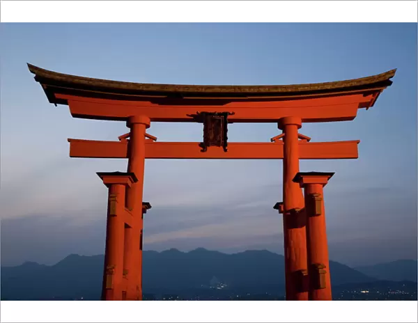 The vermillion coloured floating torii gate