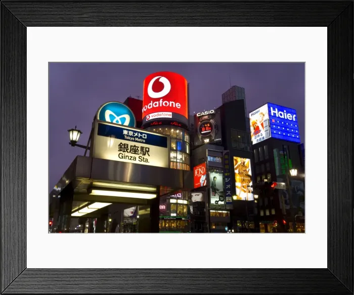 Framed Print : Neon lights of Ginza at night Framed Print : Neon lights of Ginza at night