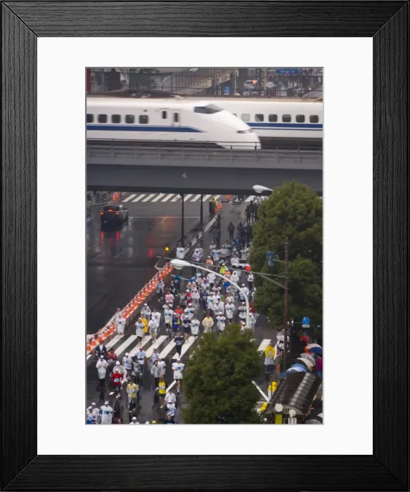 Framed Print : Elevated view of runners competing in the 2007 Tokyo marathon Framed Print : Elevated view of runners competing in the 2007 Tokyo marathon