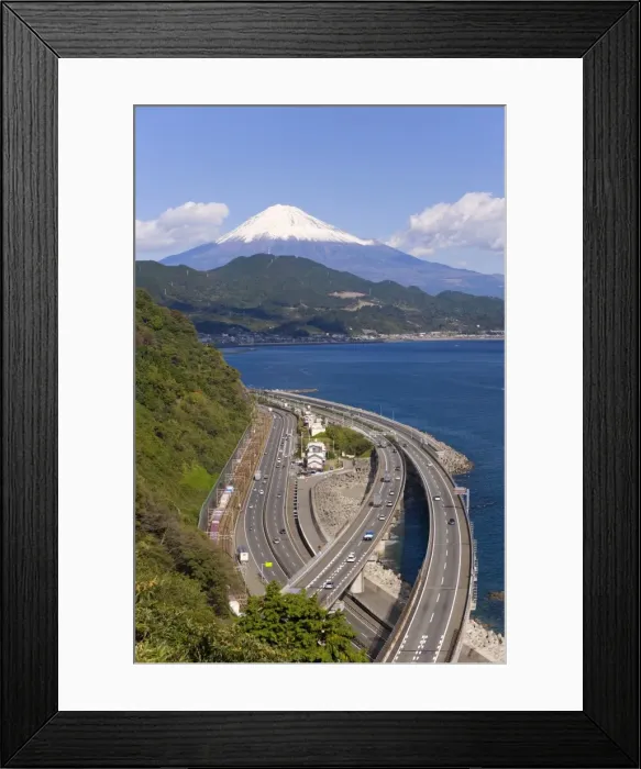 Framed Print : Elevated view over Expressway running along the Pacific coast Framed Print : Elevated view over Expressway running along the Pacific coast