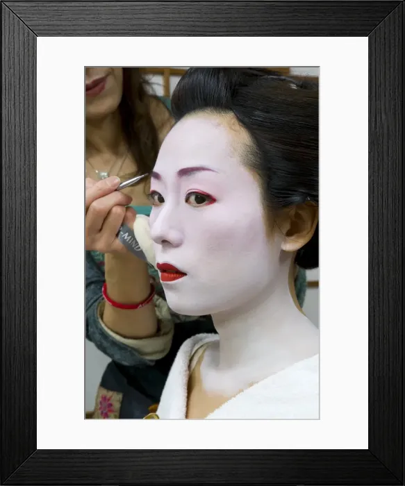 Framed Print : Geisha having her make-up applied Framed Print : Geisha having her make-up applied