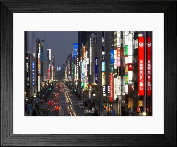 Framed Print : Chuo-dori, elevated view at dusk along Tokyos most Framed Print : Chuo-dori, elevated view at dusk along Tokyos most