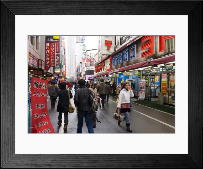 Framed Print : Camera and electronics shops near Shinjuku station Framed Print : Camera and electronics shops near Shinjuku station