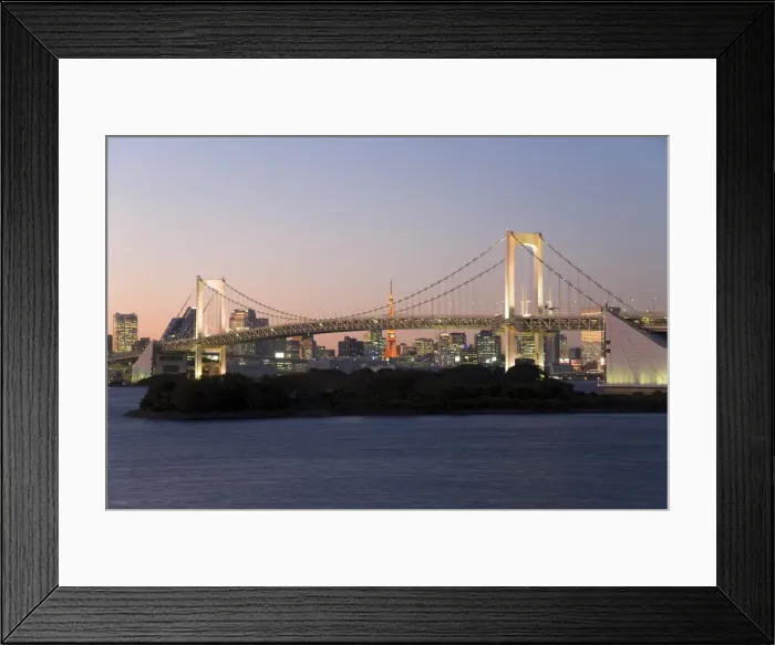 Framed Print : Rainbow Bridge and Tokyo Tower illuminated at dusk Framed Print : Rainbow Bridge and Tokyo Tower illuminated at dusk