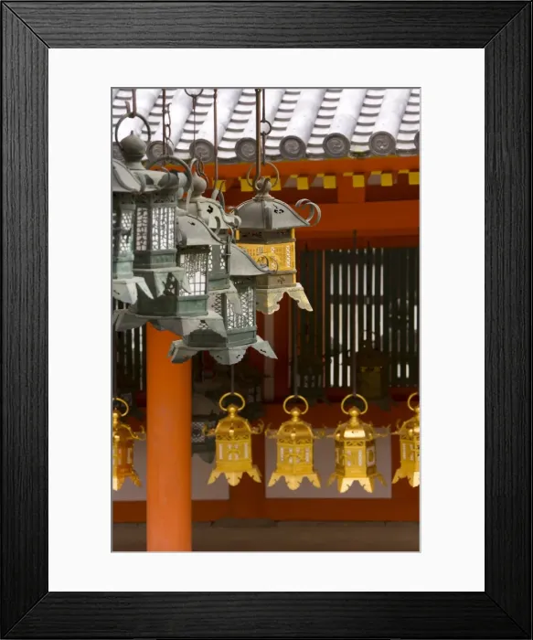 Framed Print : Detail of lanterns hanging outside Kasuga Taisha temple in Nara Koen Framed Print : Detail of lanterns hanging outside Kasuga Taisha temple in Nara Koen