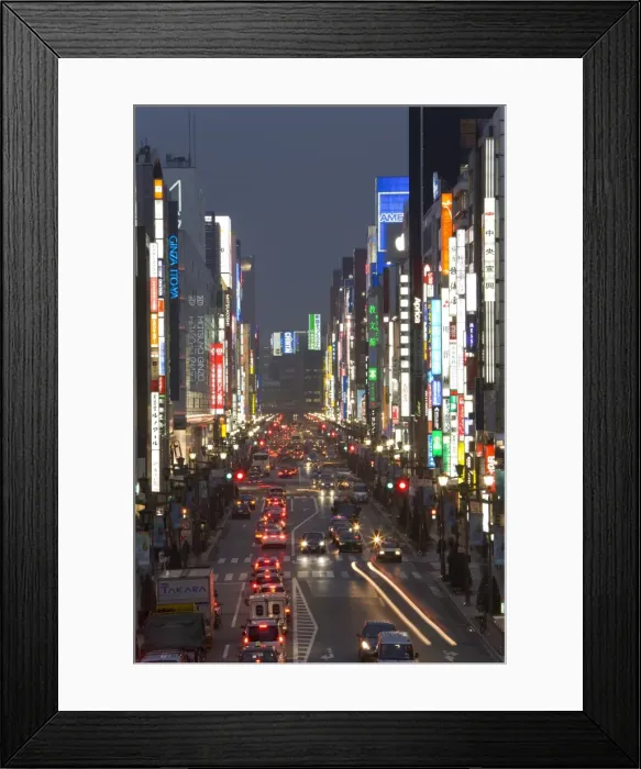 Framed Print : Chuo-dori, elevated view at dusk along Tokyos most Framed Print : Chuo-dori, elevated view at dusk along Tokyos most