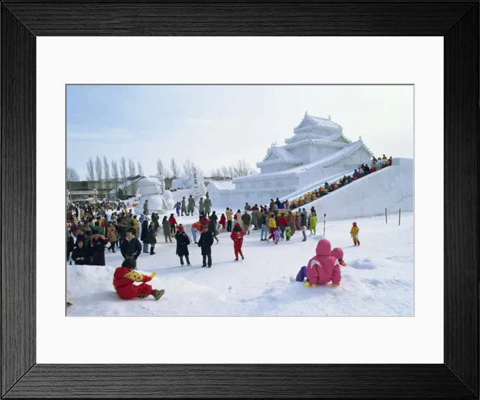 Framed Print : Snow sculpture and crowds during Snow Festival Framed Print : Snow sculpture and crowds during Snow Festival