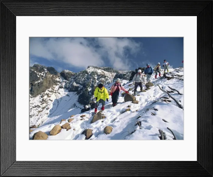 Framed Print : A group of hikers descending on Mount Furanodake in the autumn Framed Print : A group of hikers descending on Mount Furanodake in the autumn