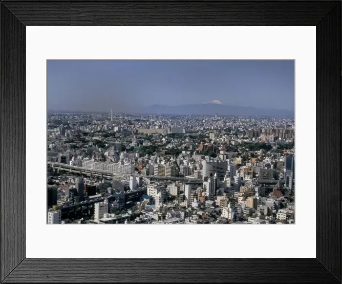 Framed Print : City skyline with Mount Fuji beyond Framed Print : City skyline with Mount Fuji beyond