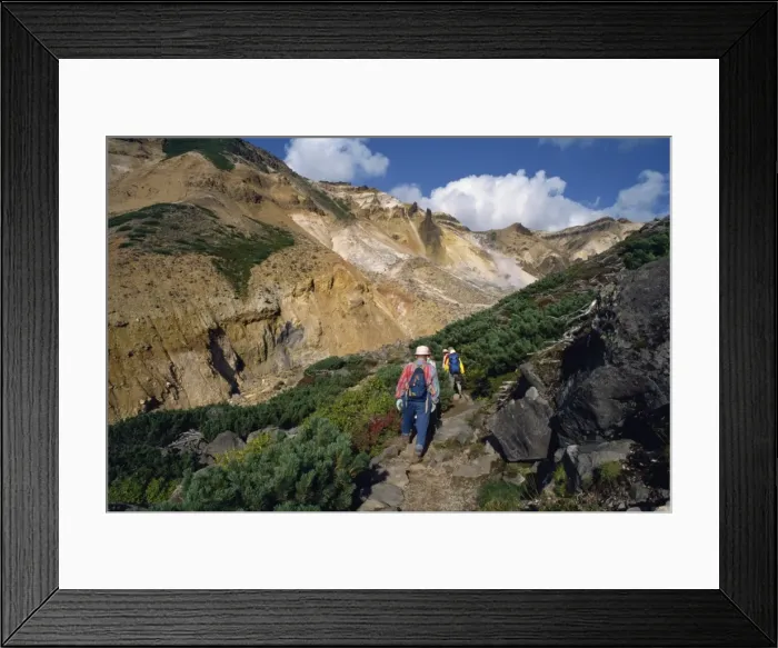 Framed Print : A group of hikers on a path in the Daisetsuzan Range Framed Print : A group of hikers on a path in the Daisetsuzan Range