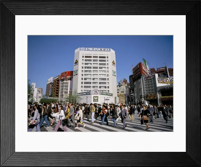 Framed Print : Commuters crossing street Framed Print : Commuters crossing street