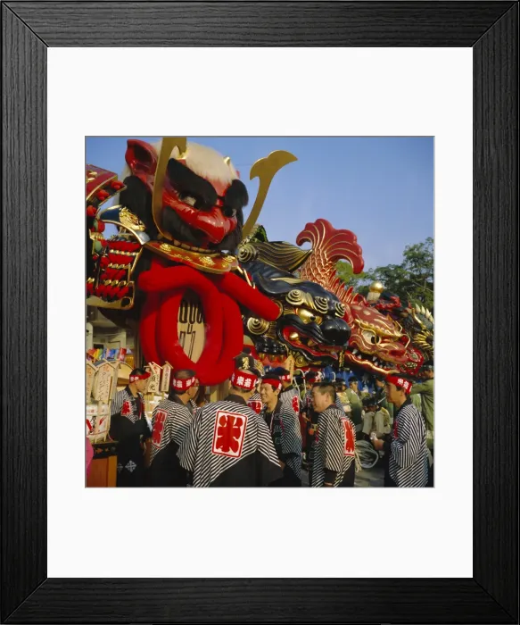 Framed Print : Men in festival robes