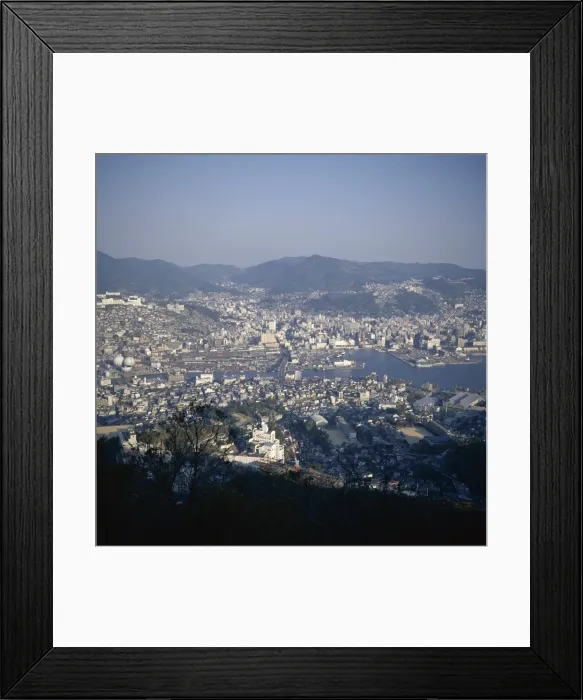 Framed Print : Aerial view over Nagasaki harbour Framed Print : Aerial view over Nagasaki harbour